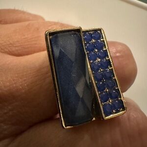 Geometric statement ring blue